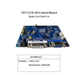 JZ-JYT68 driver board comes with 1 VGA and 1 DVI,  LVDS transmission Exit