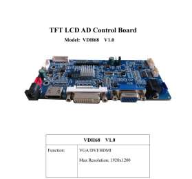 VDH68 TFT LCD AD ControlBoard with VGA+DVI+HDMI inputs