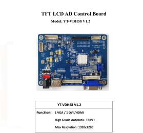 YT-VDH58 driver board VGA  DVI HDMI input interfaces and LVDS output interface