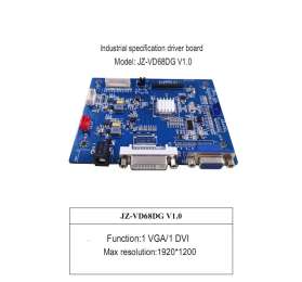 JZ-VD68DG Driver board with 1 VGA and 1 DVI, supporting LVDS output interface